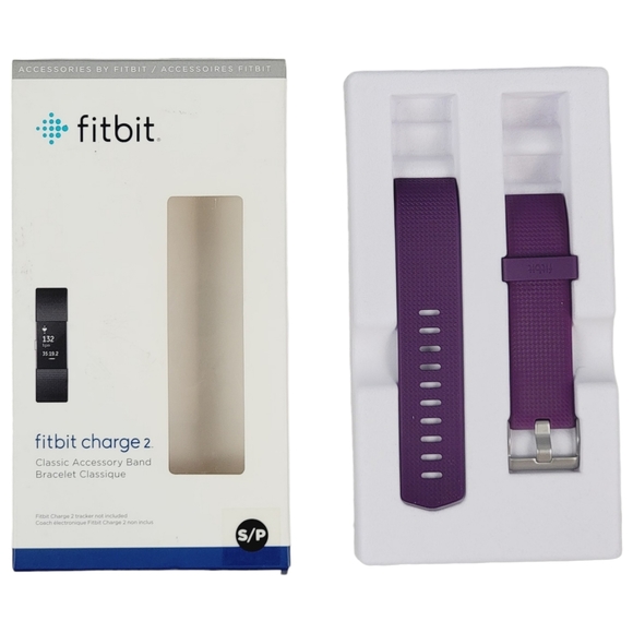 Fitbit Charge 2 Classic Accessory Band Set of 2 Size S/P Colors Black & Purple - Picture 2 of 10